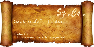 Szekretár Csaba névjegykártya